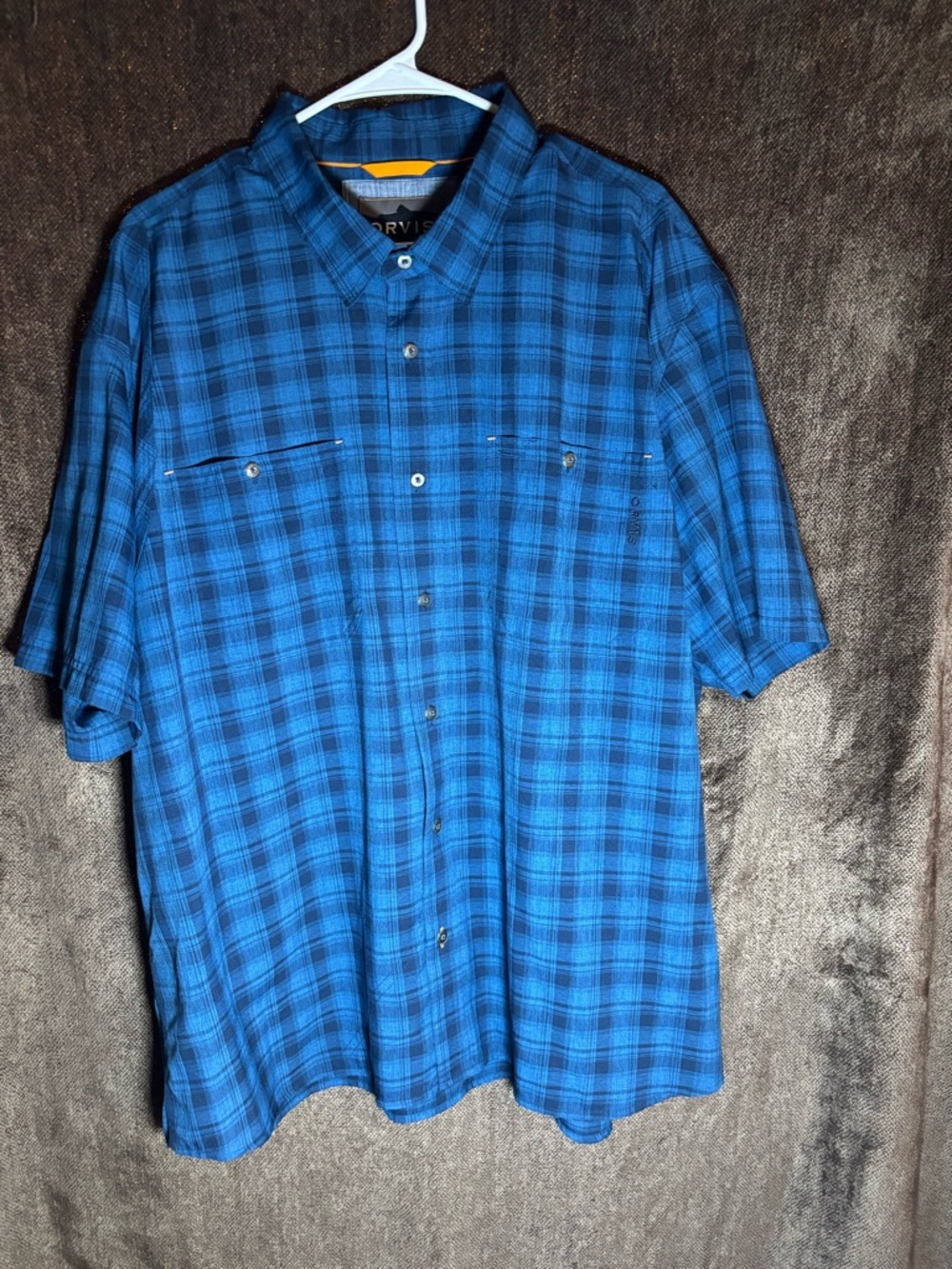Orvis Blue Plaid Short-Sleeve Button-Down Shirt